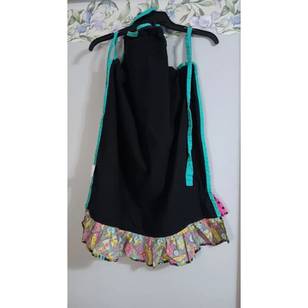 Cooking Baking Retro Ruffle One Size Glam Kitchen Black Polka Dot Floral Apron